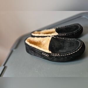 Women's Black Suede Loafers with Cream Lining